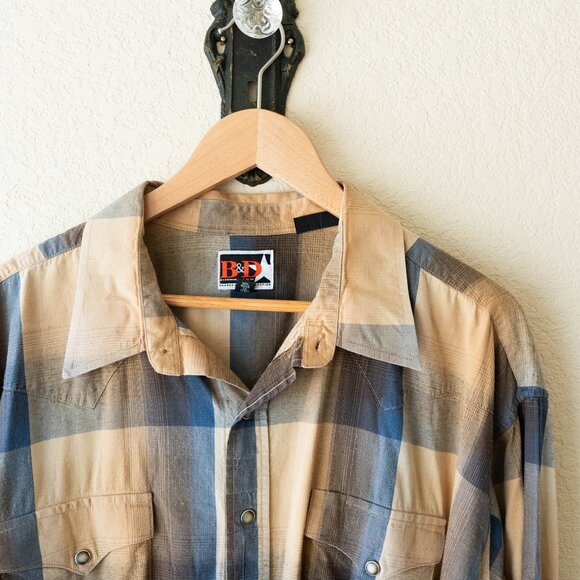 Vintage B&D by Panhandle Slim Plaid Pearl Snap Shirt XXL Western Cowboy Rodeo - Picture 5 of 8